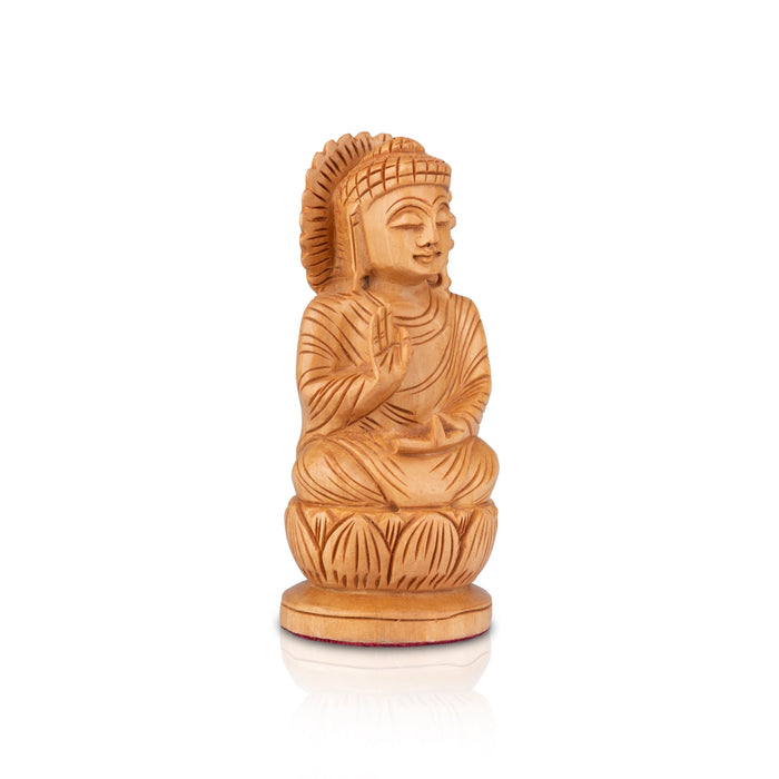 Buddha Statue - 5 x 2.5 Inches | Buddha Murti/ Buddha Idol/ Wooden Statue for Home/ 110 Gms