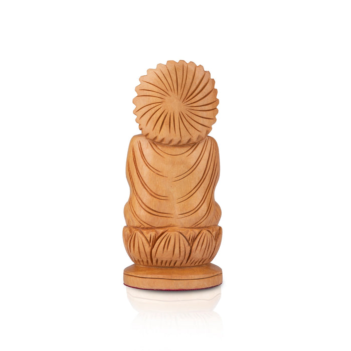 Buddha Statue - 5 x 2.5 Inches | Buddha Murti/ Buddha Idol/ Wooden Statue for Home/ 110 Gms