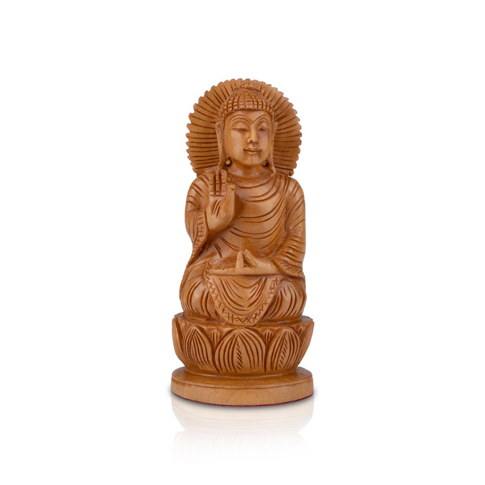 Buddha Statue - 6 x 3 Inches | Buddha Murti/ Buddha Idol/ Wooden Statue for Home/ 190 Gms