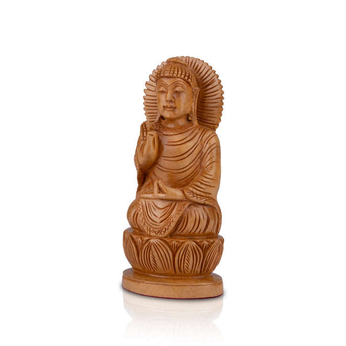 Buddha Statue - 6 x 3 Inches | Buddha Murti/ Buddha Idol/ Wooden Statue for Home/ 190 Gms