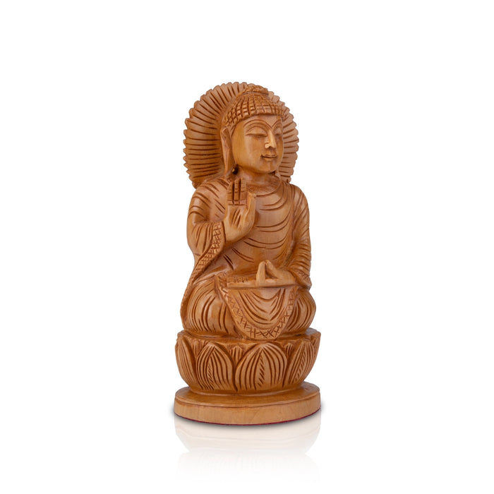 Buddha Statue - 6 x 3 Inches | Buddha Murti/ Buddha Idol/ Wooden Statue for Home/ 190 Gms