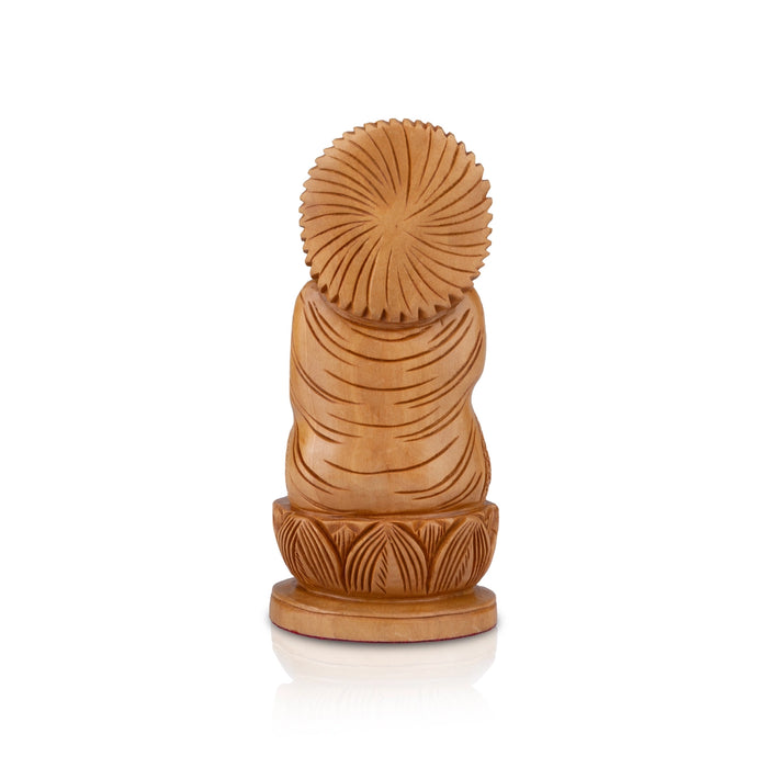 Buddha Statue - 6 x 3 Inches | Buddha Murti/ Buddha Idol/ Wooden Statue for Home/ 190 Gms