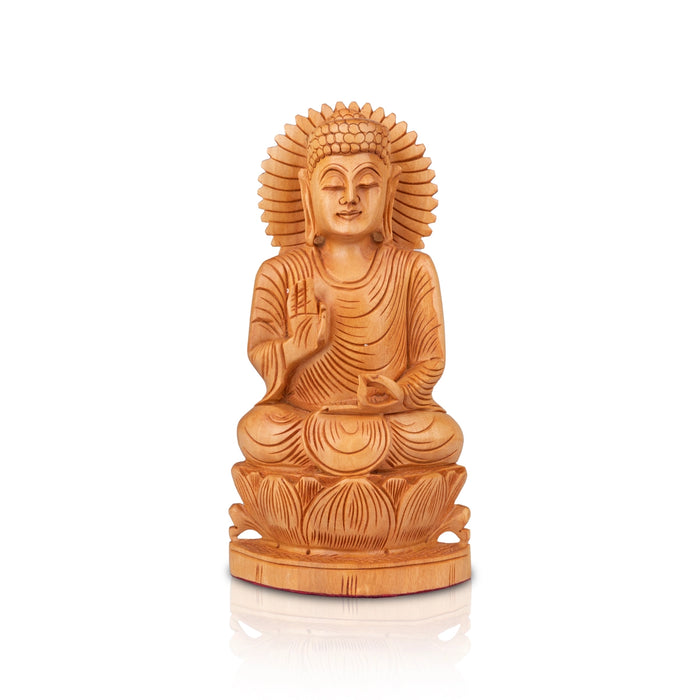 Buddha Statue - 8 x 4 Inches | Buddha Murti/ Buddha Idol/ Wooden Statue for Home/ 235 Gms