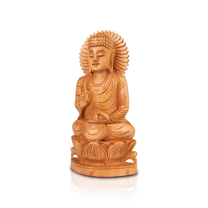 Buddha Statue - 8 x 4 Inches | Buddha Murti/ Buddha Idol/ Wooden Statue for Home/ 235 Gms