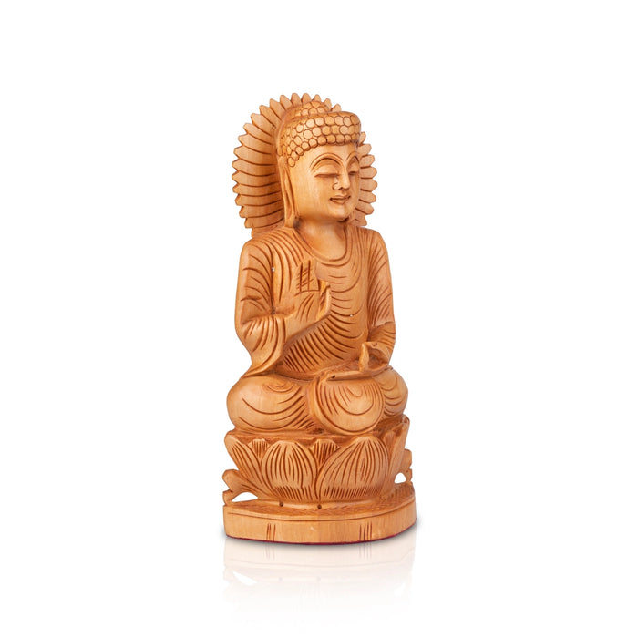 Buddha Statue - 8 x 4 Inches | Buddha Murti/ Buddha Idol/ Wooden Statue for Home/ 235 Gms