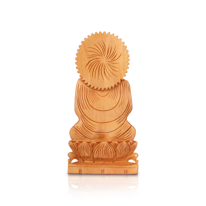 Buddha Statue - 8 x 4 Inches | Buddha Murti/ Buddha Idol/ Wooden Statue for Home/ 235 Gms