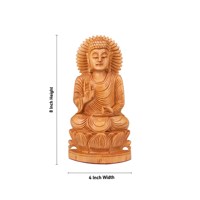 Buddha Statue - 8 x 4 Inches | Buddha Murti/ Buddha Idol/ Wooden Statue for Home/ 235 Gms