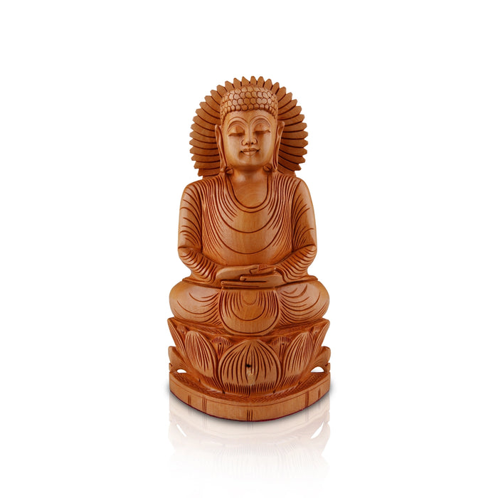 Buddha Statue - 10 x 5.5 Inches | Buddha Murti/ Buddha Idol/ Wooden Statue for Home/ 580 Gms