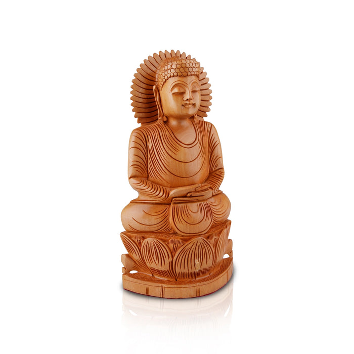 Buddha Statue - 10 x 5.5 Inches | Buddha Murti/ Buddha Idol/ Wooden Statue for Home/ 580 Gms