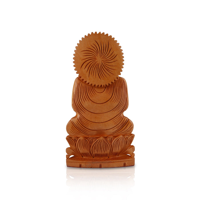 Buddha Statue - 10 x 5.5 Inches | Buddha Murti/ Buddha Idol/ Wooden Statue for Home/ 580 Gms