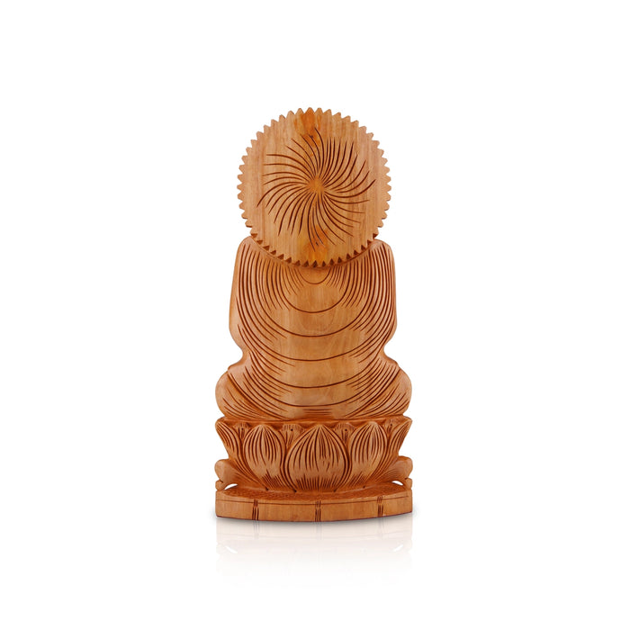 Buddha Statue - 12 x 6 Inches | Buddha Murti/ Buddha Idol/ Wooden Statue for Home/ 1.080 Kgs