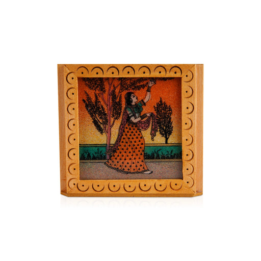 Wooden Pen Stand - 3 x 3 Inches | Gem Stone Pen Holder for Desk - Table Stand Accessories