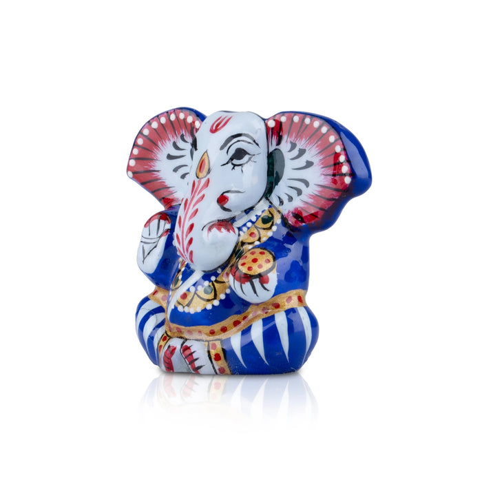 Painted Ganesh Murti - 5 x 2.25 Inches | Aluminium Vinayagar Statue/ Big Ear Ganesha Statue for Pooja - Aluminium Murties