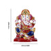 Ganesh Murti - 4 x 2.75 Inches | Aluminium Vinayagar Statue Sitting On Chowki/ Painted Ganpati Murti for Pooja - Aluminium Murties