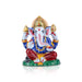 Ganesh Murti - 4 x 3.25 Inches | Aluminium Vinayagar Statue/ Sitting Ganesha Statue/ Painted Ganpati Murti for Pooja - Aluminium Murties