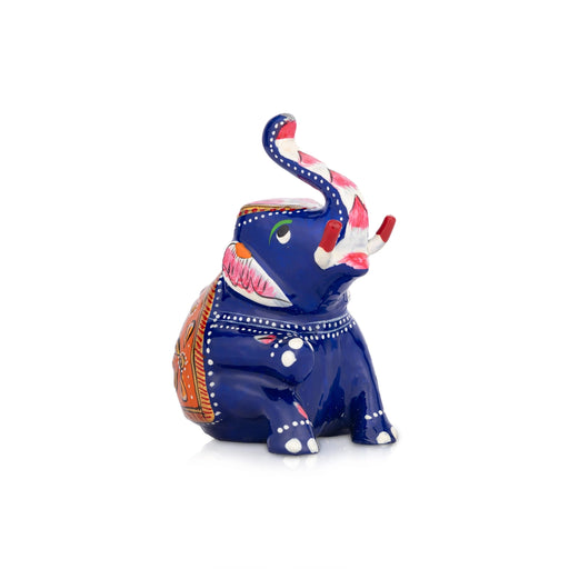 Elephant Statue - 4 x 3 Inches | Metal Elephant Sculpture/ Painted Elephant Idol for Home - Table Stand Accessories