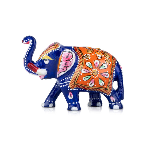 Elephant Statue - 2 x 2.5 Inches | Aluminium Trunk Up Elephant Sculpture/ Painted Elephant Idol for Home Decor - Table Stand Accessories