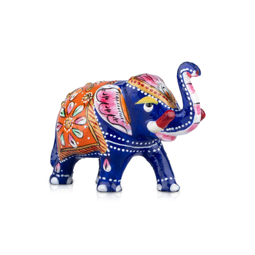Elephant Statue - 2 x 2.5 Inches | Aluminium Trunk Up Elephant Sculpture/ Painted Elephant Idol for Home Decor - Table Stand Accessories