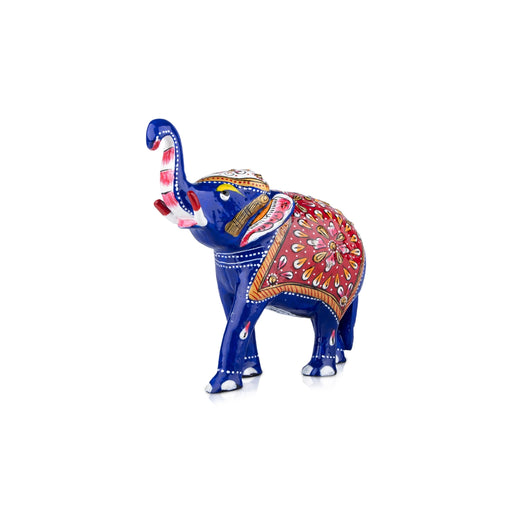 Elephant Statue - 5 x 5.5 Inches | Aluminium Trunk Up Elephant Sculpture/ Painted Elephant Idol for Home Decor - Table Stand Accessories