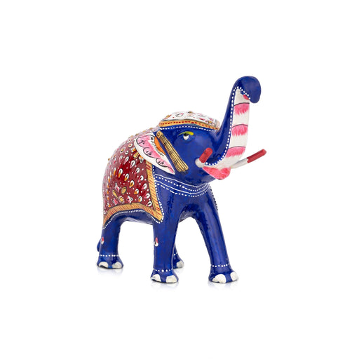 Elephant Statue - 6 x 6.5 Inches | Aluminium Trunk Up Elephant Sculpture/ Painted Elephant Idol for Home Decor - Table Stand Accessories