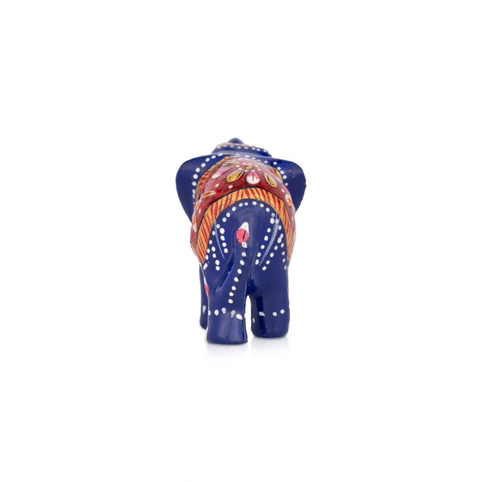 Elephant Statue - 1.5 x 2.5 Inches | Aluminium Trunk Up Elephant Sculpture/ Painted Elephant Idol for Home Decor - Table Stand Accessories