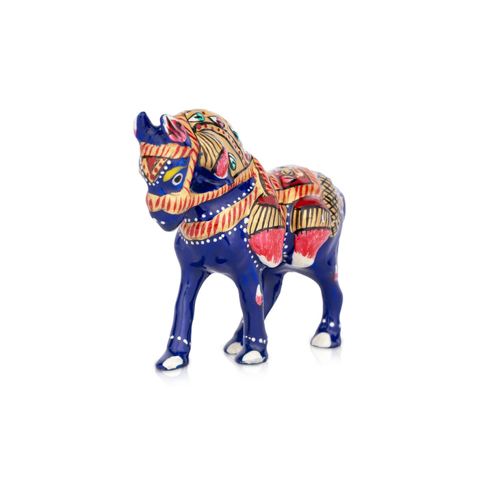 Horse Statue - 3 x 3.5 Inches | Aluminium Statue/ Painted Horse Sculpture/ Horse Idol for Home Decor - Table Stand Accessories