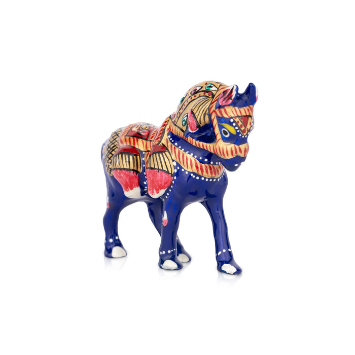 Horse Statue - 3 x 3.5 Inches | Aluminium Statue/ Painted Horse Sculpture/ Horse Idol for Home Decor - Table Stand Accessories