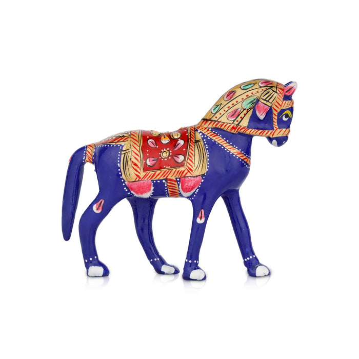 Horse Statue - 4 x 4.5 Inches | Aluminium Statue/ Painted Horse Sculpture/ Horse Idol for Home Decor - Table Stand Accessories