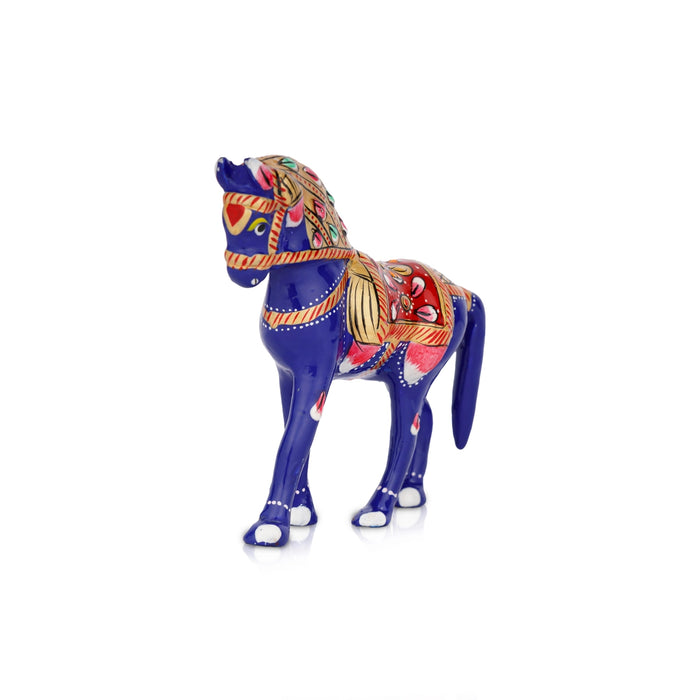 Horse Statue - 4 x 4.5 Inches | Aluminium Statue/ Painted Horse Sculpture/ Horse Idol for Home Decor - Table Stand Accessories
