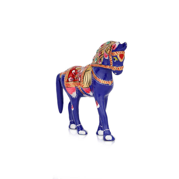 Horse Statue - 4 x 4.5 Inches | Aluminium Statue/ Painted Horse Sculpture/ Horse Idol for Home Decor - Table Stand Accessories
