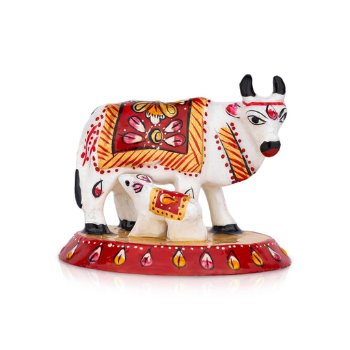 Cow And Calf Statue - 2 x 2.5 Inches | Aluminium Statue/ Painted Cow And Calf Idol for Home Decor - Table Stand Accessories
