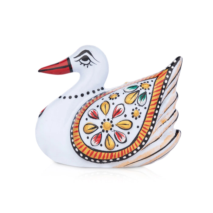 Duck Statue - 2 x 2.5 Inches | Painted Swan Statue/ Aluminium Duck Idol for Home Decor