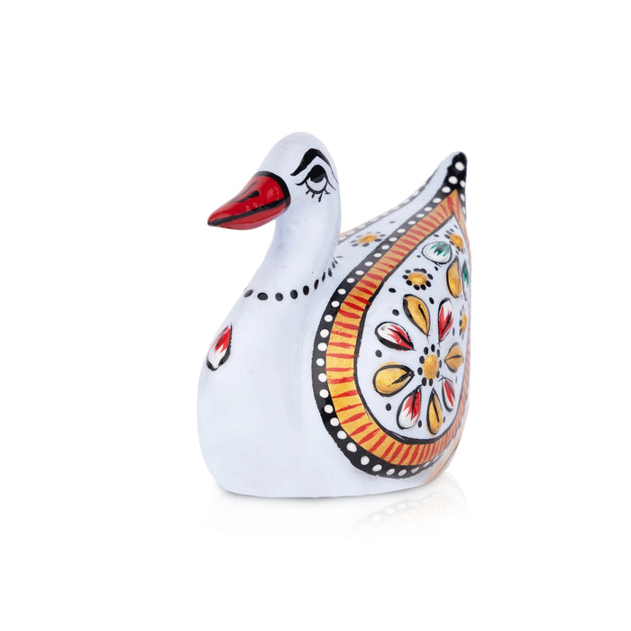 Duck Statue - 2 x 2.5 Inches | Painted Swan Statue/ Aluminium Duck Idol for Home Decor