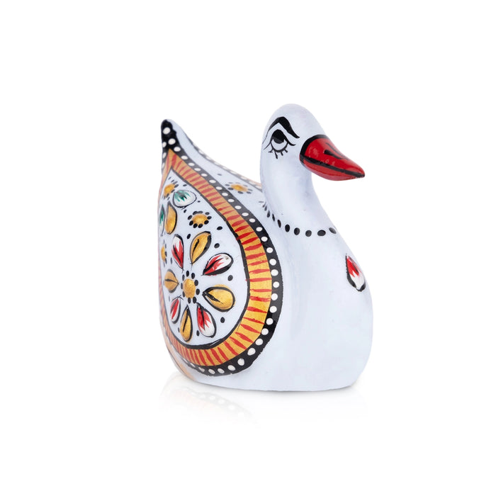 Duck Statue - 2 x 2.5 Inches | Painted Swan Statue/ Aluminium Duck Idol for Home Decor