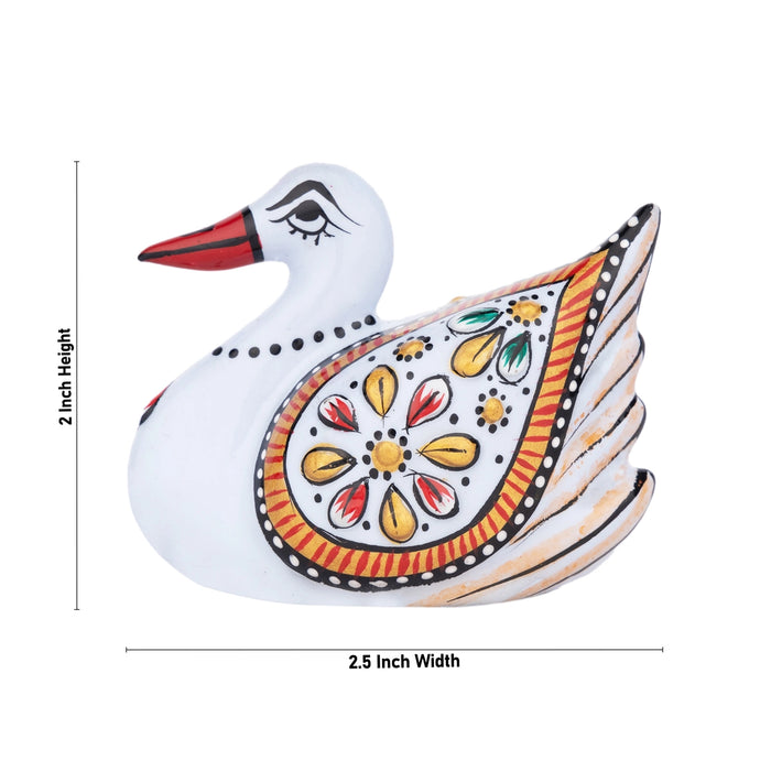 Duck Statue - 2 x 2.5 Inches | Painted Swan Statue/ Aluminium Duck Idol for Home Decor