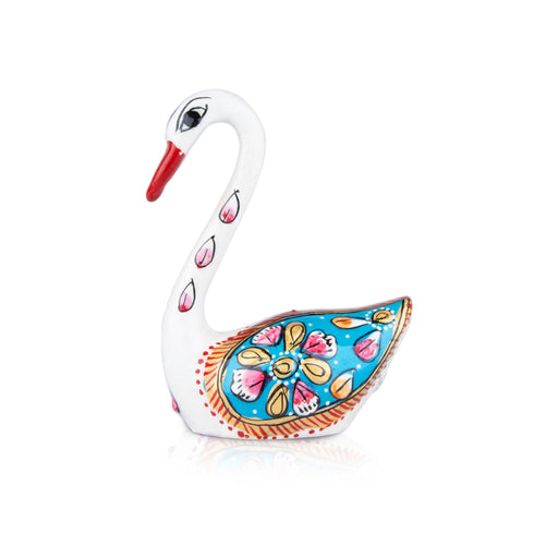 Swan Statue Pair - 3 x 2.5 Inches | Swan Sculpture/ Aluminium Murti for Home Decor - Table Stand Accessories