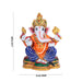 Ganesh Murti - 6 x 5 Inches | Aluminium Vinayagar Statue/ Sitting Ganesha Statue/ Painted Ganpati Murti for Pooja - Aluminium Murties
