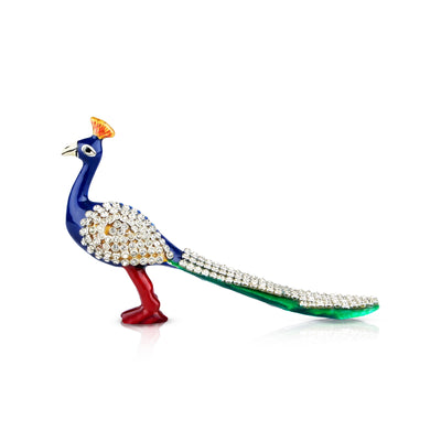 Peacock Statue - 3 x 5 Inches | Painted With Stone Peacock Idol/ Aluminium Sculpture for Home Decor