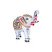 Painted Elephant Statue - 6 x 7 Inches | Stone Elephant Idol/ Aluminium Trunk Up Elephant Sculpture for Home - Table Stand Accessories