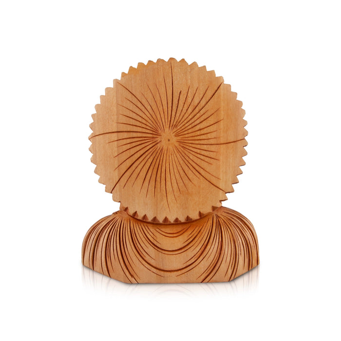 Buddha Bust Statue - 6 x 5 Inches | Wooden Statue/ Buddha Idol/ Buddha Murti for Pooja - Wooden Murties