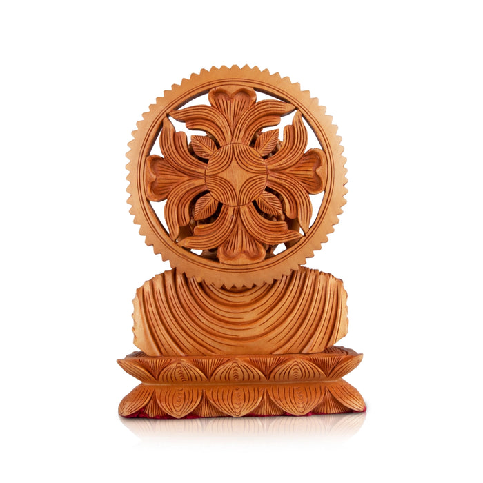 Buddha Bust Statue With Base - 6 x 5.5 Inches | Wooden Statue/ Buddha Idol/ Buddha Murti for Pooja - Wooden Murties