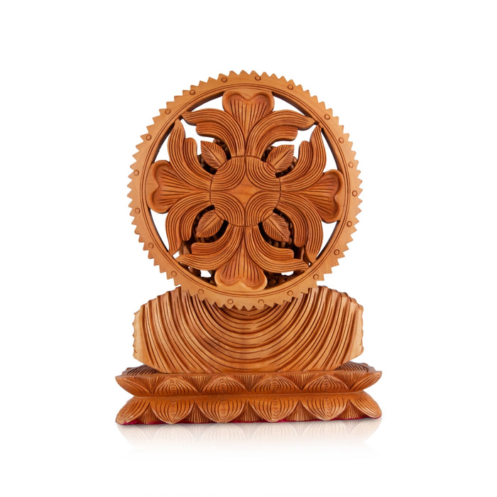 Buddha Bust Statue With Base - 8 x 7 Inches | Wooden Statue/ Buddha Idol/ Buddha Murti for Pooja - Wooden Murties