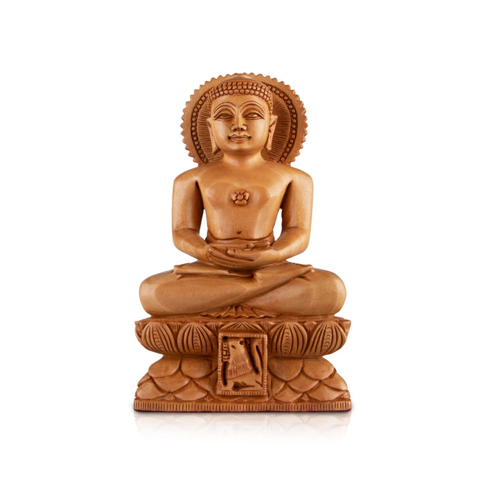 Mahavir Swami - 8 x 5 Inches | Mahaveer Swami/ Wooden Statue/ Lord Mahaveer for Pooja