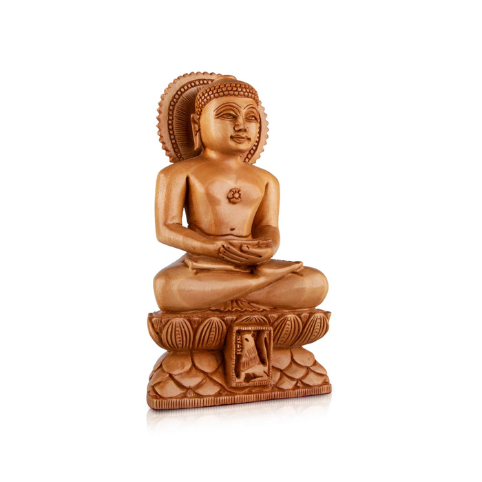 Mahavir Swami - 8 x 5 Inches | Mahaveer Swami/ Wooden Statue/ Lord Mahaveer for Pooja