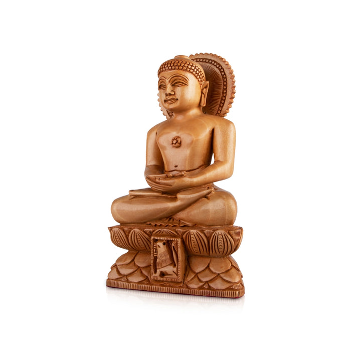 Mahavir Swami - 8 x 5 Inches | Mahaveer Swami/ Wooden Statue/ Lord Mahaveer for Pooja