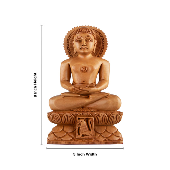 Mahavir Swami - 8 x 5 Inches | Mahaveer Swami/ Wooden Statue/ Lord Mahaveer for Pooja