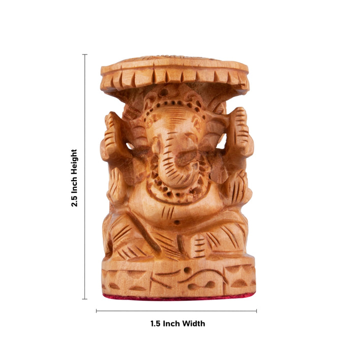 Chatter Ganesh Murti - 2.5 x 1.5 Inches | Wooden Statue/ Ganapati Idol/ Vinayagar Statue for Home Decor - Wooden Murties