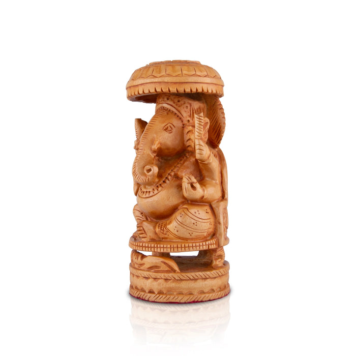 Chatter Ganesh Murti - 3 x 2 Inches | Wooden Statue/ Ganapati Idol/ Vinayagar Statue for Home Decor - Wooden Murties