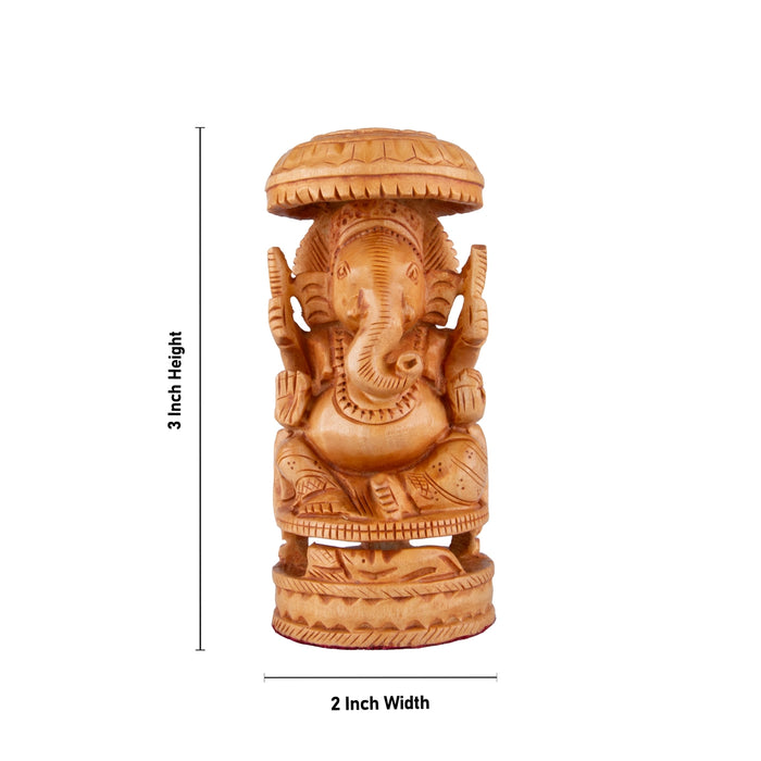 Chatter Ganesh Murti - 3 x 2 Inches | Wooden Statue/ Ganapati Idol/ Vinayagar Statue for Home Decor - Wooden Murties