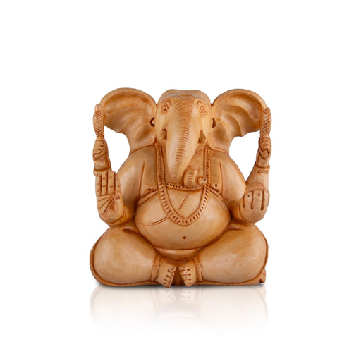 Big Ear Ganesh Murti - 6 x 5.5 Inches | Ganapati Idol/ Wooden Statue/ Vinayagar Statue for Home Decor - Wooden Murties
